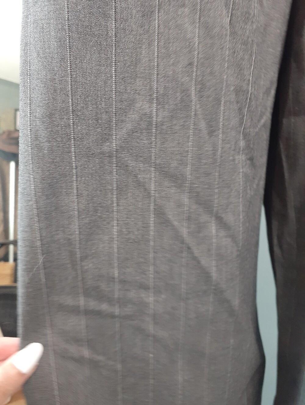 Zara Nwt Pinstripe Balloon Hem Trousers - Gray - Picture 2 of 16